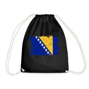 Bosnia Flag Peace Homeland State Vintage - Drawstring Bag - black - Front