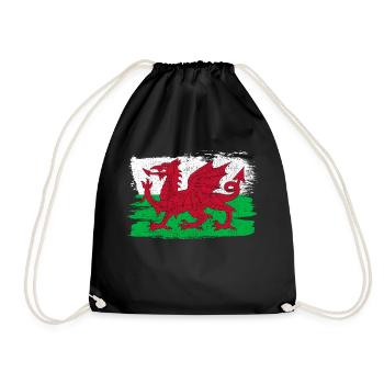 Wales Flag Flag Peace Vintage - Drawstring Bag - black - Front