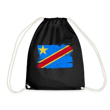 Flagge der Demokratischen Republik Kongo - Turnbeutel - Schwarz - Vorne