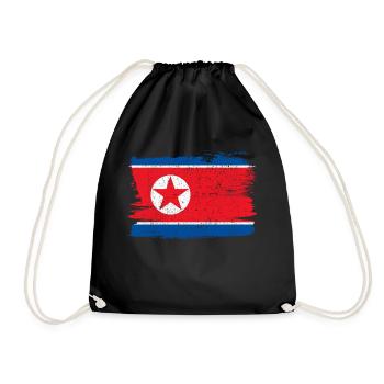 Nordkorea-Flagge Nordkorea-Flagge Frieden - Turnbeutel - Schwarz - Vorne