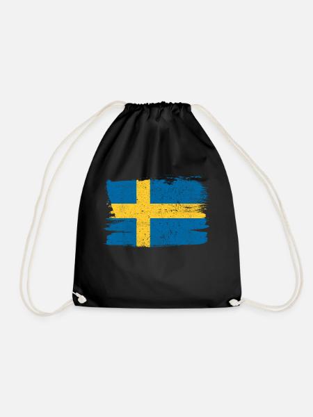 Schweden Flagge Flagge Frieden Vintage - Turnbeutel - Schwarz