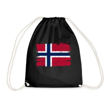 Norwegen Flagge Flagge Frieden Vintage - Turnbeutel - Schwarz - Vorne