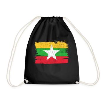 Myanmar Birmanie drapeau drapeau paix Vintage - Sac de sport léger - noir - Devant