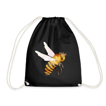 Flying queen bee hand drawn - Drawstring Bag - black - Front