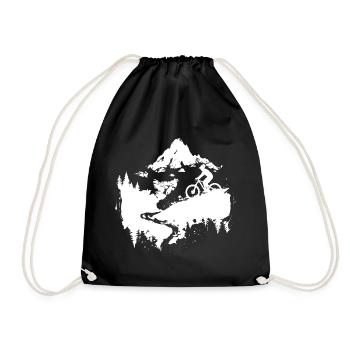 Mountain Biking Sketch - Drawstring Bag - black - Front