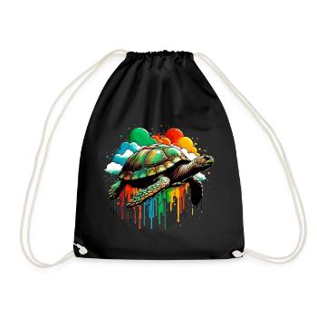 Turtle - Drawstring Bag - black - Front