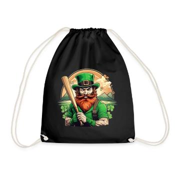 St. Patrick's Day Shamrock Baseball - Drawstring Bag - black - Front