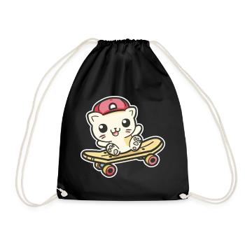 Skateboarder Katze - Turnbeutel - Schwarz - Vorne