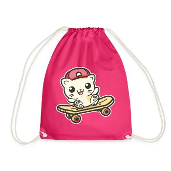 Skateboarder Katze - Turnbeutel - Fuchsia - Vorne