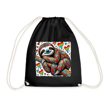 Paresseuse avec des cœurs - Sac de sport léger - noir - Devant