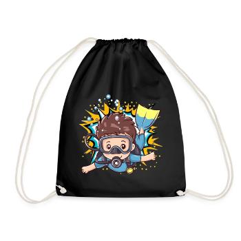 Diver Diver Snorkeling - Drawstring Bag - black - Front