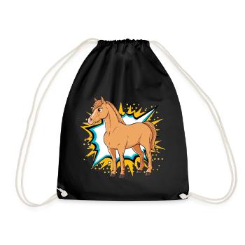 Chevaux Cavalier Tête de cheval - Sac de sport léger - noir - Devant