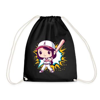 Baseball Baseball Bat Baseball Glove - Drawstring Bag - black - Front