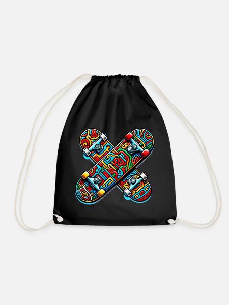 Skateboard - Drawstring Bag - black
