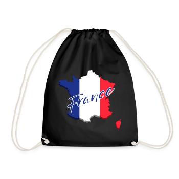 Flag of France, French pride - Drawstring Bag - black - Front