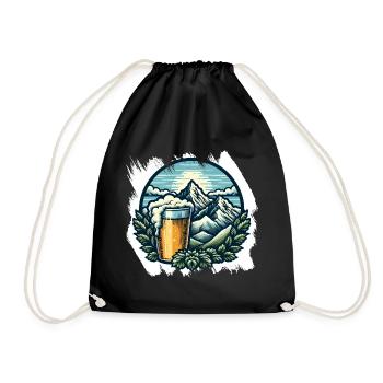 Mountaineering and beer enjoyment - Drawstring Bag - black - Front