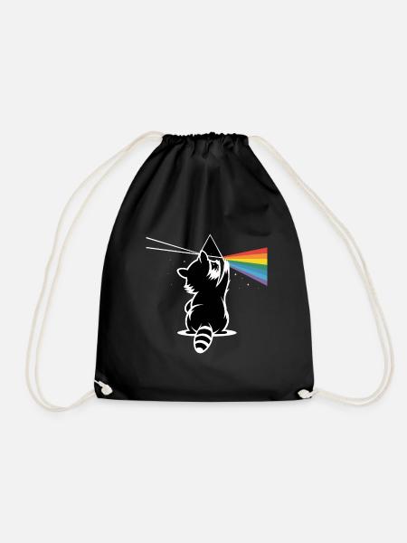 Waschbär mit Prisma – Regenbogen-Lichtbrechung - Turnbeutel - Schwarz