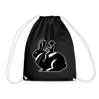 Rabbit Rider (nur Motiv - mit Kontur, 3-farbig) - Turnbeutel - Schwarz - Vorne