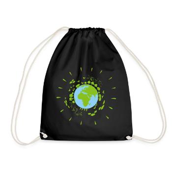 Unser grüner Planet Erde - Coole Illustration - Turnbeutel - Schwarz - Vorne
