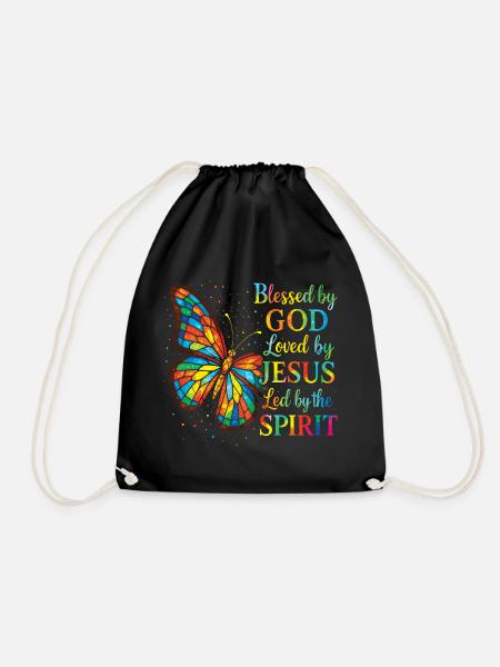 Geliebt von Jesus Christlicher Schmetterling - Turnbeutel - Schwarz