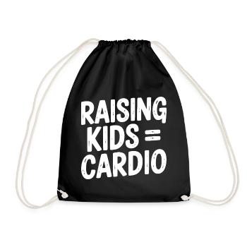 Raising Kids = Cardio - Drawstring Bag - black - Front