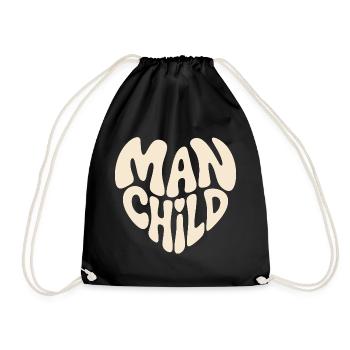 Heart-Shaped Man and Child  - Drawstring Bag - black - Front