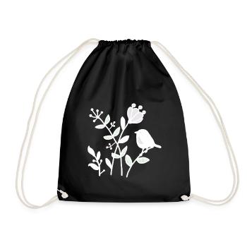 Natur_mit_Vogel_weiss - Sac de sport léger - noir - Devant