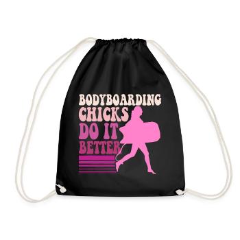 Bodyboarding Chicks Bodyboarder - Drawstring Bag - black - Front