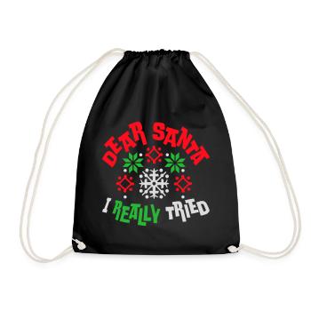 Cher Père Noël, j’ai vraiment essayé l’humour de Noël drôle - Sac de sport léger - noir - Devant