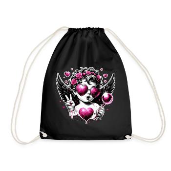 Happy Valentines Day Love Party Lgbt Pride Angel - Drawstring Bag - black - Front