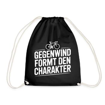 Gegenwind Formt Den Charakter Fahrrad Leidenschaft - Turnbeutel - Schwarz - Vorne