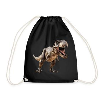 T-Rex Dino Dinosaur - Drawstring Bag - black - Front