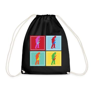Retro saxophone vintage saxophonist - Drawstring Bag - black - Front