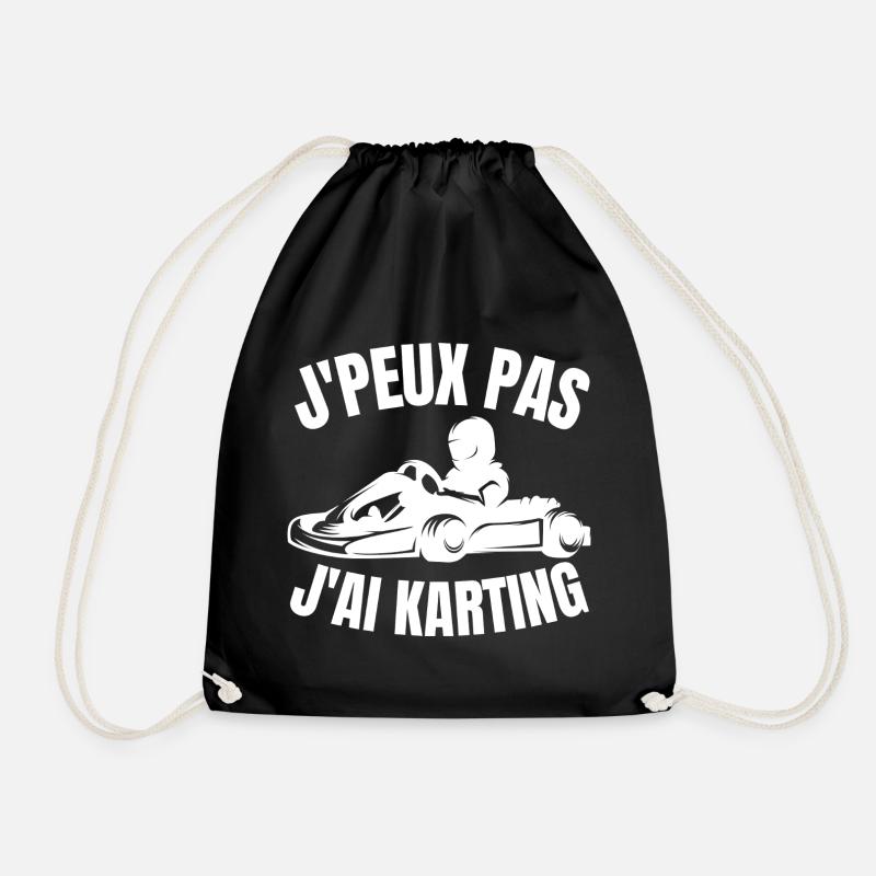 J'Peut Pas J'Ai Karting Funny Gift Karts Karting - Drawstring Bag - black