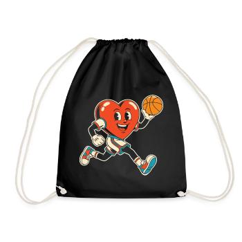 Basketball Herz Mascot Sprint - Turnbeutel - Schwarz - Vorne