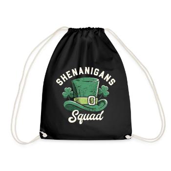 Shenanigans Squad St Patricks Day Green Hat - Drawstring Bag - black - Front