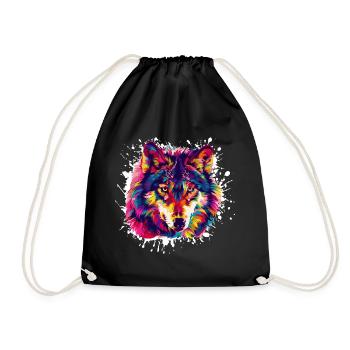 Wolf Tier Animal - Drawstring Bag - black - Front