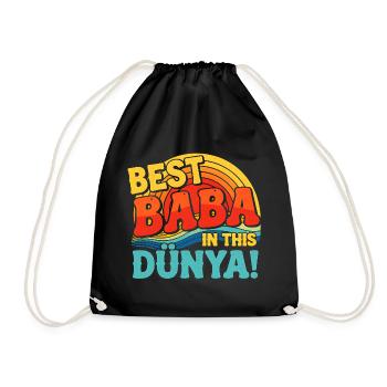 Best Baba In This Dunya Retro Sonnenuntergang - Turnbeutel - Schwarz - Vorne