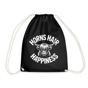 Horns Hair Happiness Highlands - Drawstring Bag - black - Front