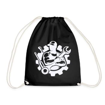 Screwdriver power in gear design - Drawstring Bag - black - Front