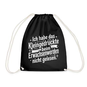 Kleingedruckte beim Erwachsenwerden - Turnbeutel - Schwarz - Vorne