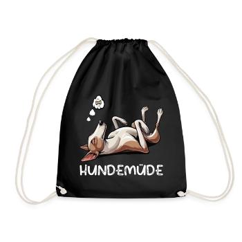 Hundemüde Podenco Podencos Podencoliebhaber  - Turnbeutel - Schwarz - Vorne