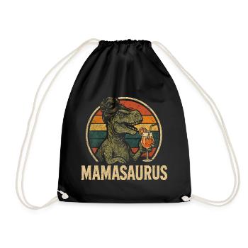 Mamasaurus Mama Mutter Geschenkidee Humor Lustig - Turnbeutel - Schwarz - Vorne