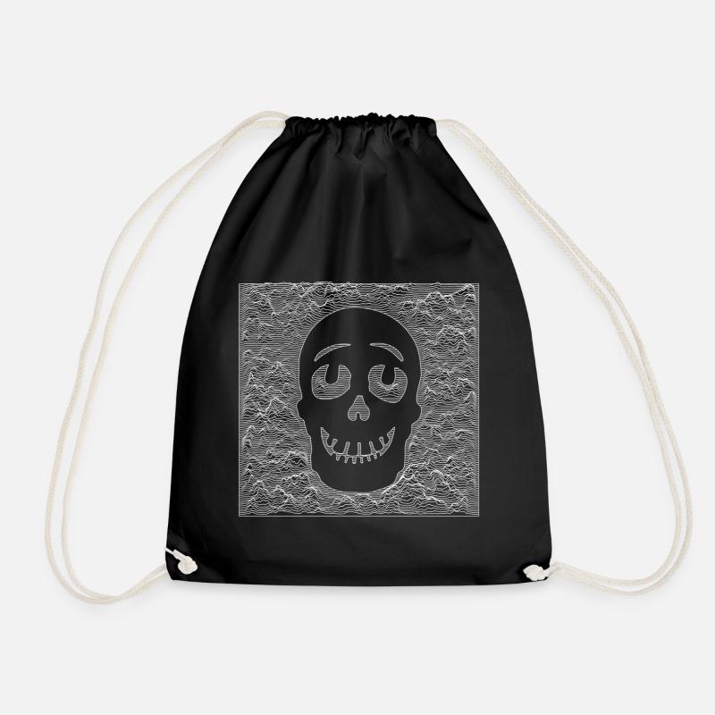 Skull White - Drawstring Bag - black