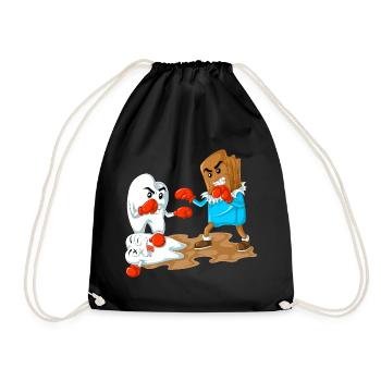 Chocolate Vs Tooth Boxing Funny Dentist Gift - Drawstring Bag - black - Front