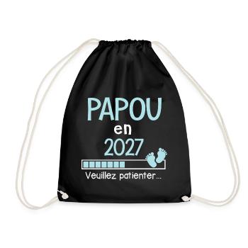Papou en 2027 Futur Grand-Père Fier et Heureux - Sac de sport léger - noir - Devant