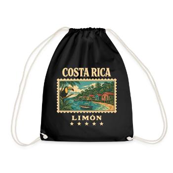 Costa Rica Limón Vintage Reisemarke - Turnbeutel - Schwarz - Vorne
