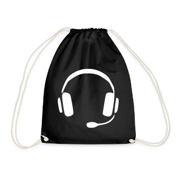 Kopfhörer Headset Geschenk  - Turnbeutel - Schwarz - Vorne