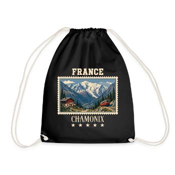 Frankreich Chamonix Vintage Reisemarke - Turnbeutel - Schwarz - Vorne