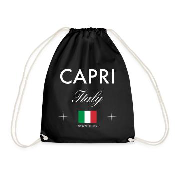 Capri Italy Coordinates Travel Souvenir - Drawstring Bag - black - Front